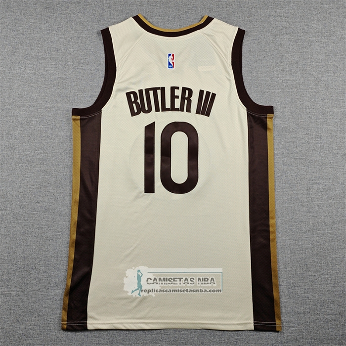 Camiseta Golden State Warriors Jimmy Butler III NO 10 Ciudad 2025-26 Crema